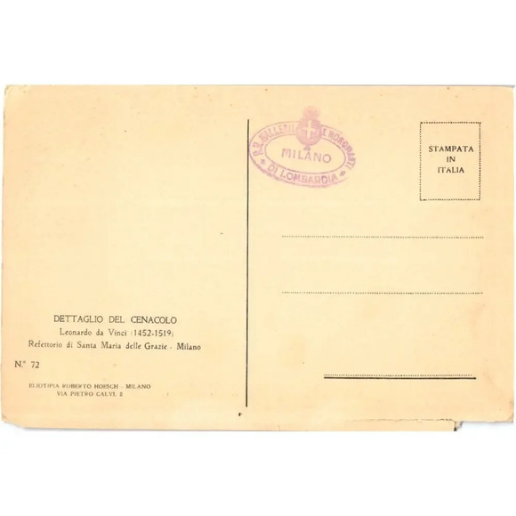 Mattheus Thaddeus Simon Dettaglio Del Cenacolo Leonardo Da Vinci Postcard - Picture 2 of 2